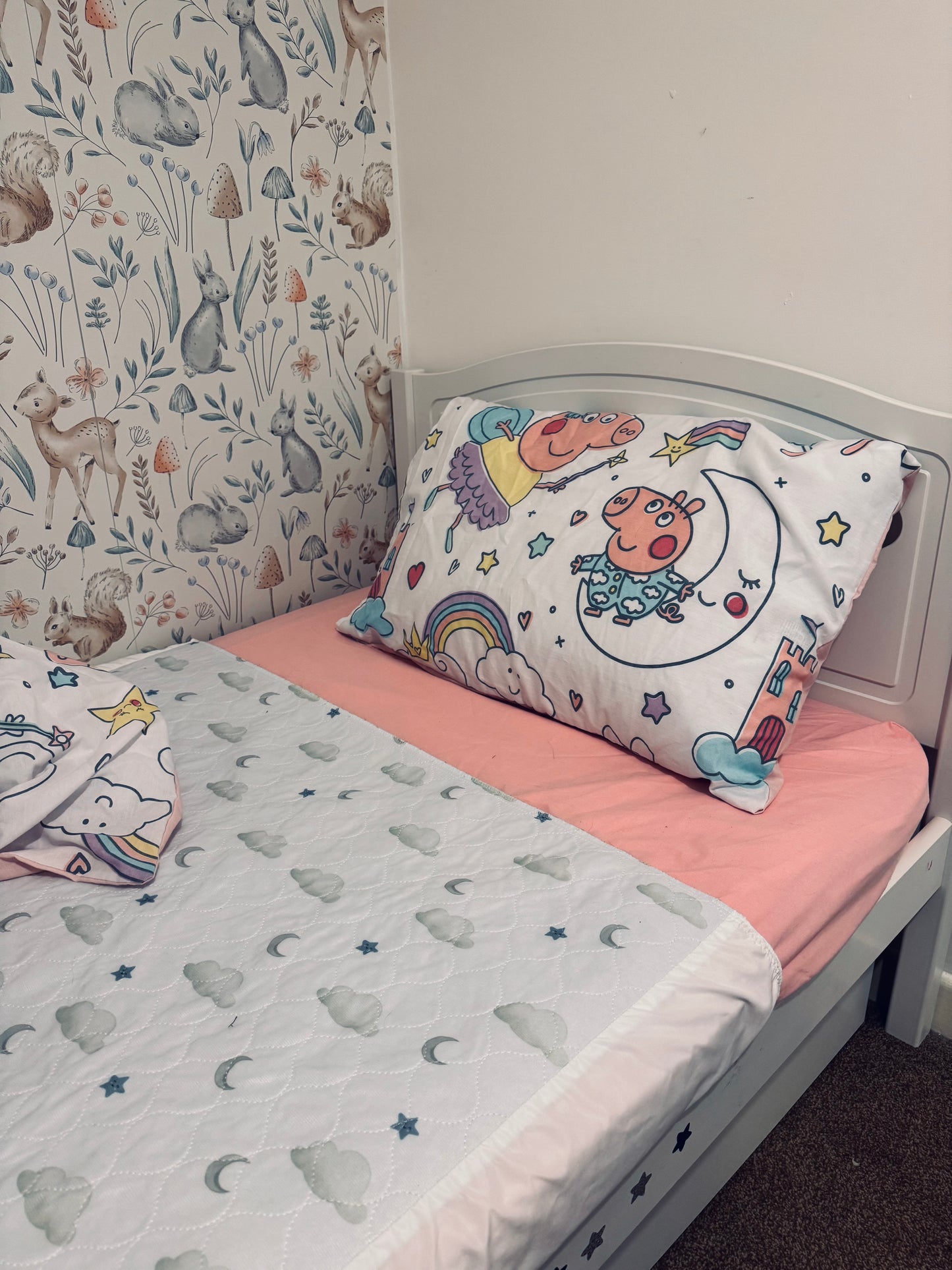 Single Size Bed with Sleepy Stars Mattress Bed Sheet Protector